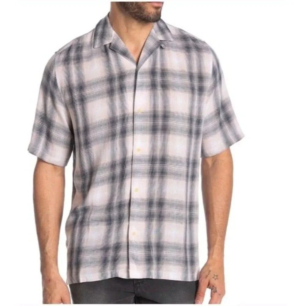 Allsaints Tampa Shirt Men Size Medium relaxed Short Sleeve Button-Up